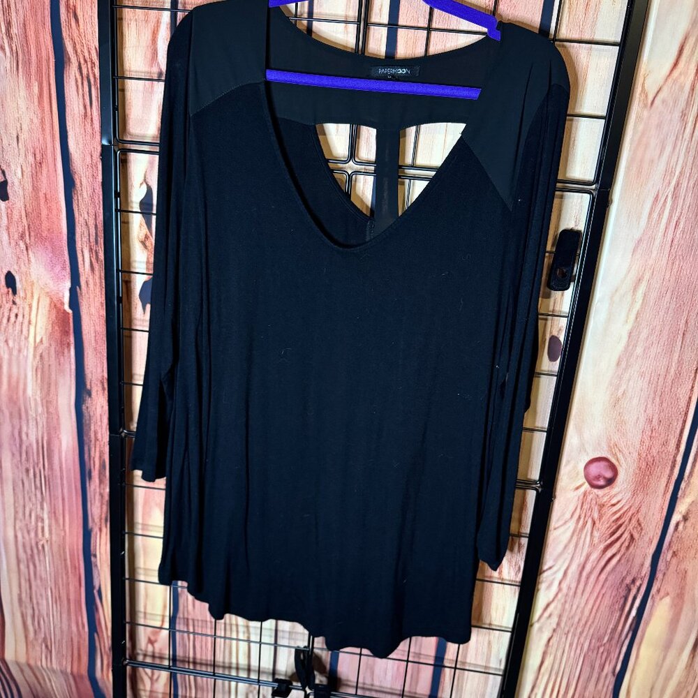 Papermoon - Merlin Cutout Back Detail Knit Top - Black - 2x